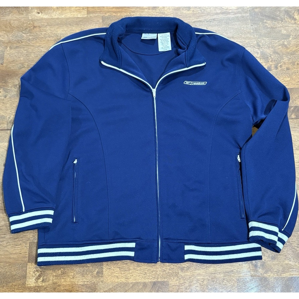Vintage Retro 90s Reebok Classic Casual Zip Up Track Jacket Mens XL Blue
